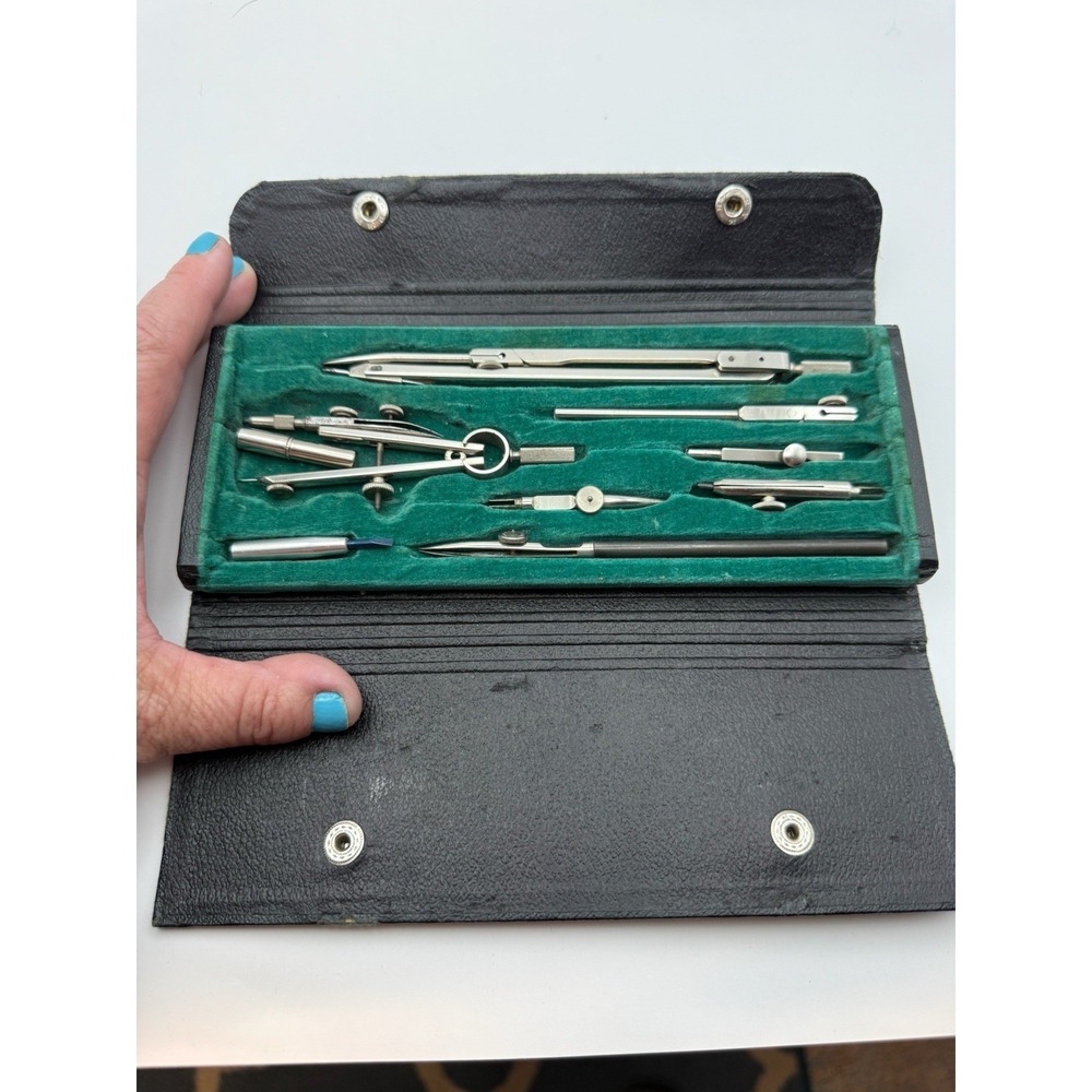 Vintage Drafting Tool Kit Instrument Set Compass With case, Made in Germany